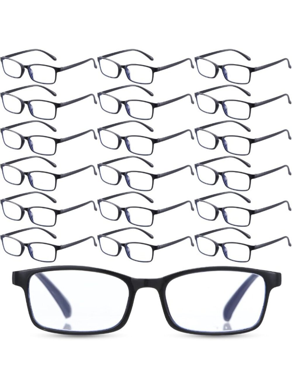 30 Pack Adjustable Reading Glasses - Black Frames, Spring Loaded Hinge, Comfort